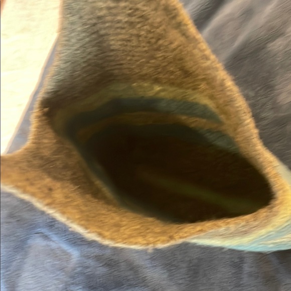 Striped olive green and Blue wool Woven Shoulder Bag handmade - Picture 4 of 8